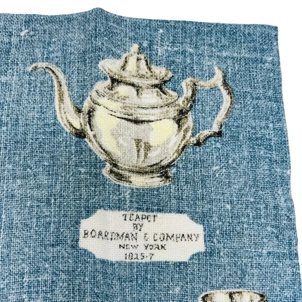 Kay‎ Dee VTG 1950s MCM Hand Printed Linen Tea Towel Set American Pewter Kitchen